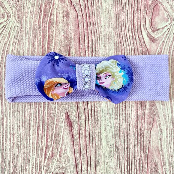 Brand New Handmade Girls Headband with a Beautiful Matching Frozen Bow - Picture 1 of 2
